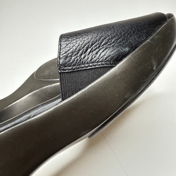 Talbots Open-Toe Wedge 2" Heels Size 8AA Black‎ Textured Leather Slip-on Sandal - Picture 5 of 8